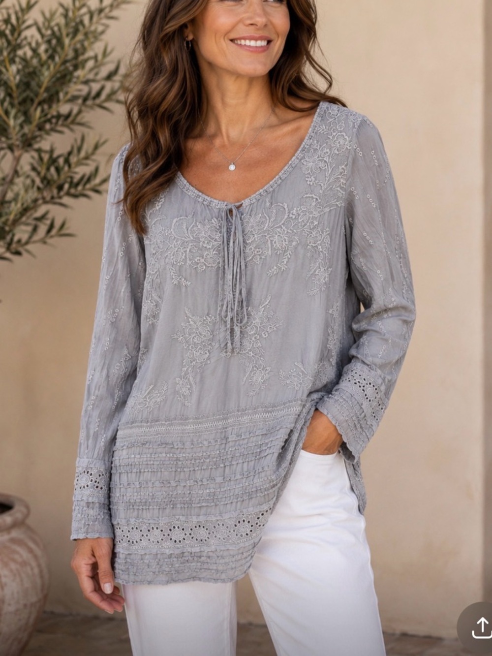 Johnny Was Tunic length blue top size XS